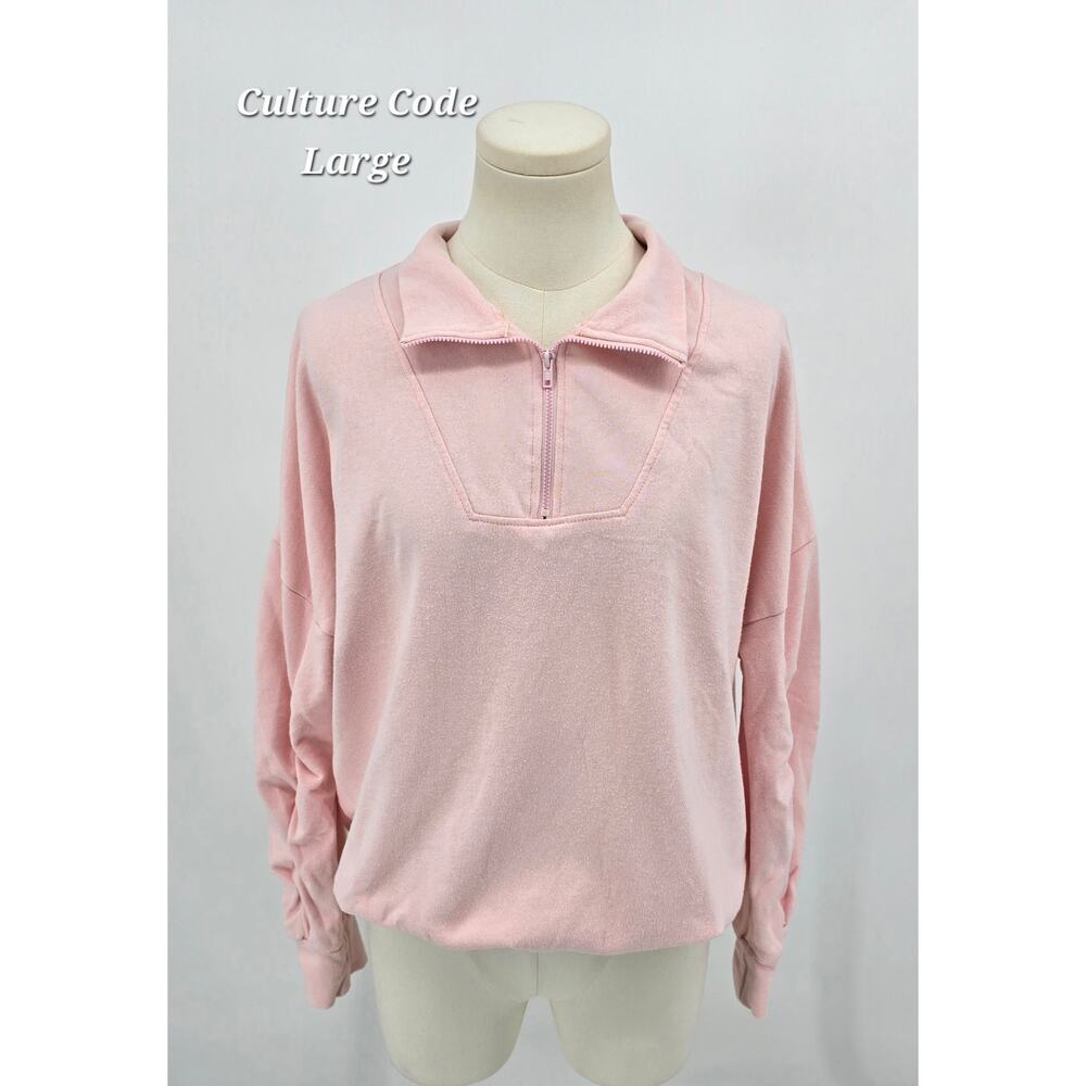 Culture Code by Belldini Light Pink Quarter-Zip Pullover (Size‎ L)